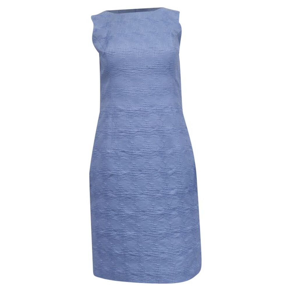 Oscar De La Renta Textured Sleeveless Mini Shift Dress in Blue Polyester